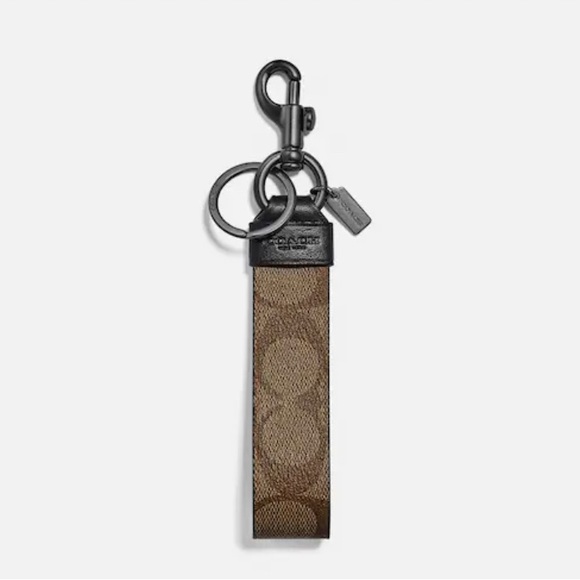 Coach Accessories Coach Large Loop Key Fob In Signature Canvas Tan